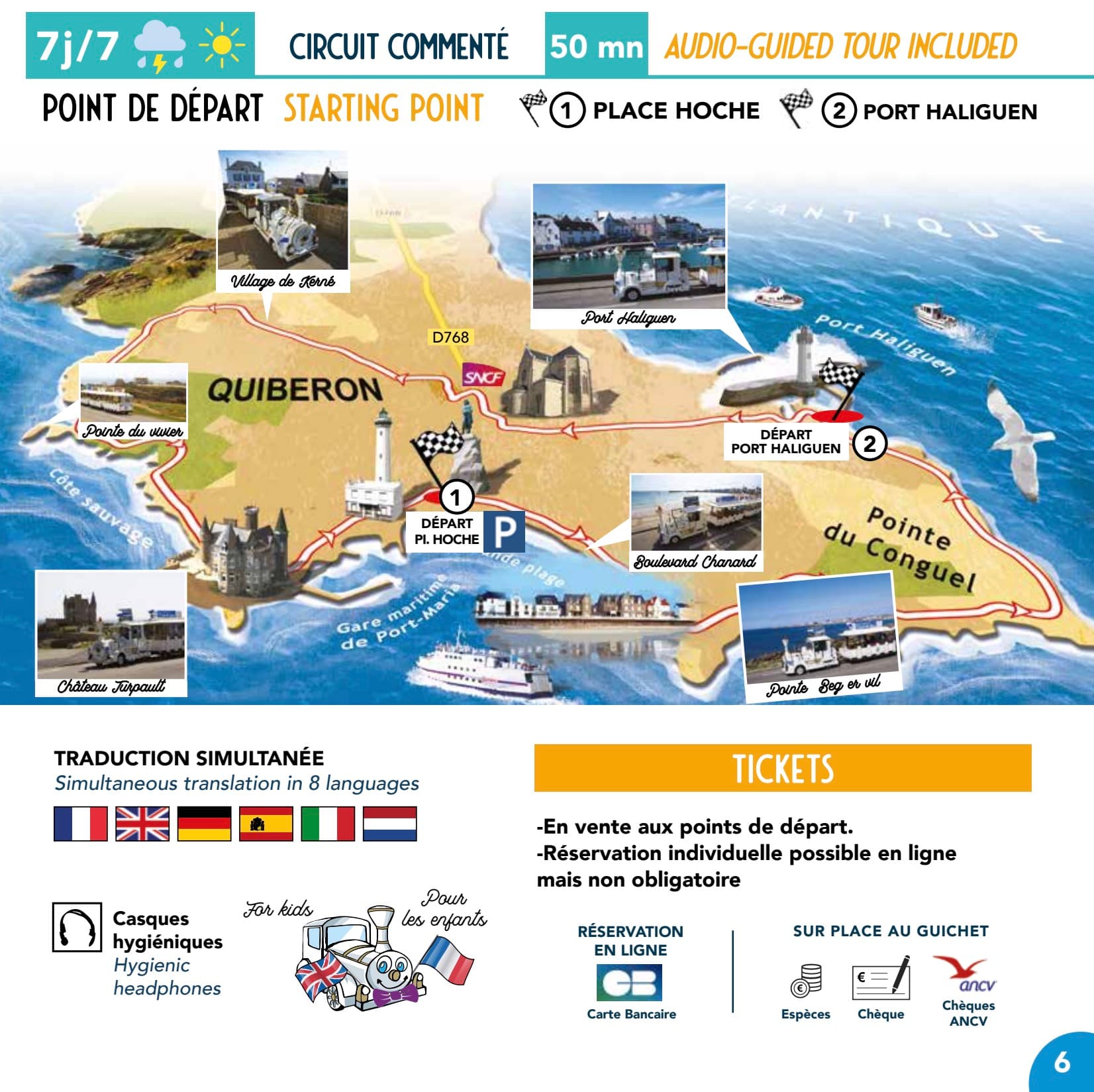 Mappa del percorso del Petit Train de Quiberon — clic per ingrandire